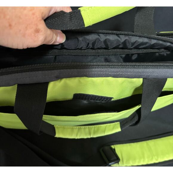 Eddie Bauer Messenger Laptop Bag Nylon Canvas Commuter Padded - Lime Green - Picture 5 of 7